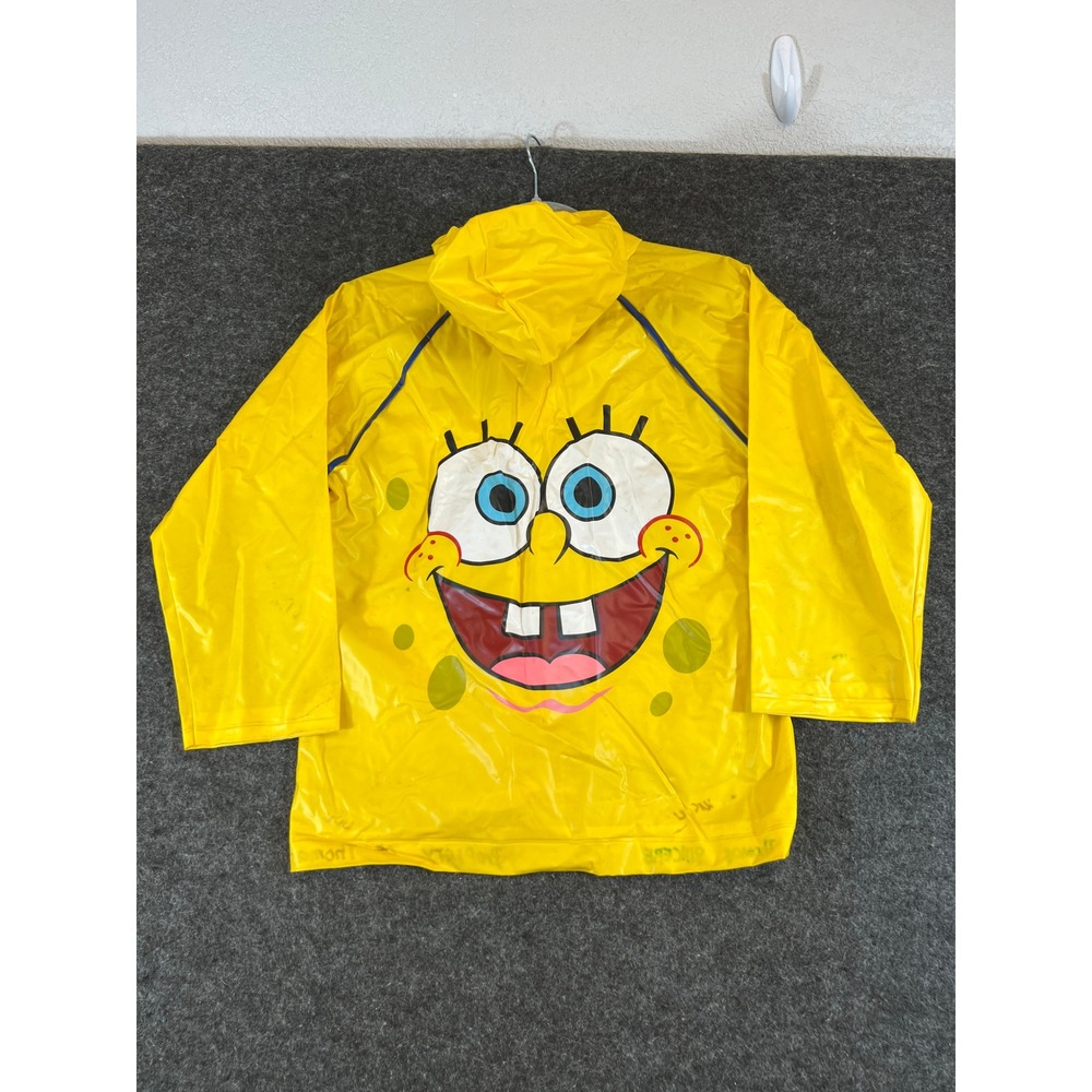 Vintage 90s Nickelodeon SpongeBob SquarePants Yellow Hooded Raincoat Kids 6/6X